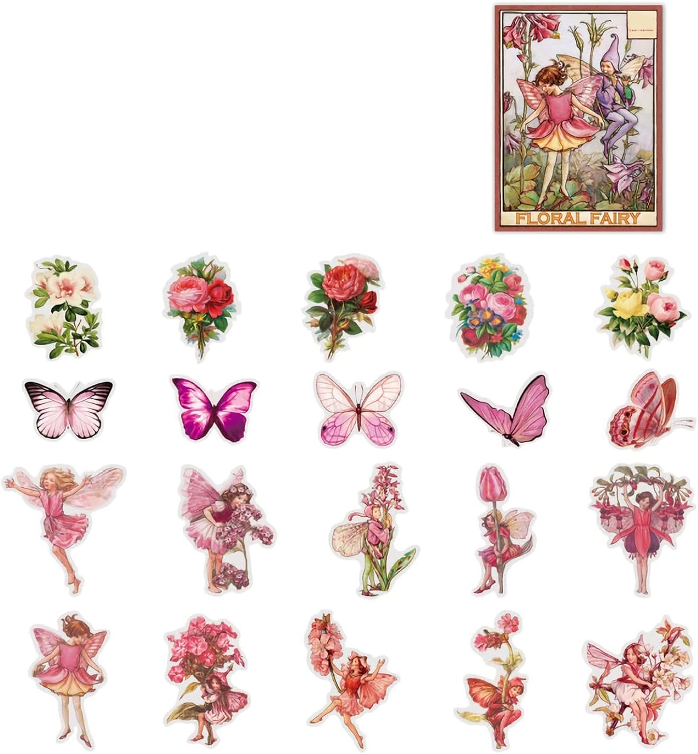 Aesthetic Fairy Journaling Scrapbook Stickers, 40Pcs Waterproof Transparent PET Junk Journal Decals, Scrapbooking Supplies Kit for Laptop, Phone Case, Water Bottle DIY Decoration