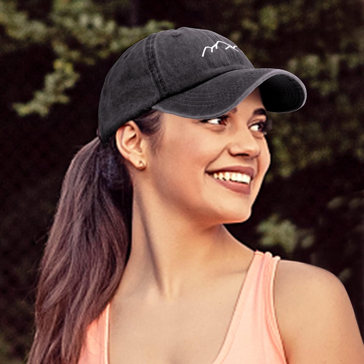 Ponytail Baseball Cap for Women &ndash; Adjustable, Breathable Cotton, Sun Protection, High Ponytail Hole, Vintage Washed Style &ndash; Comfortable & Stylish Activewear Hat image number 1