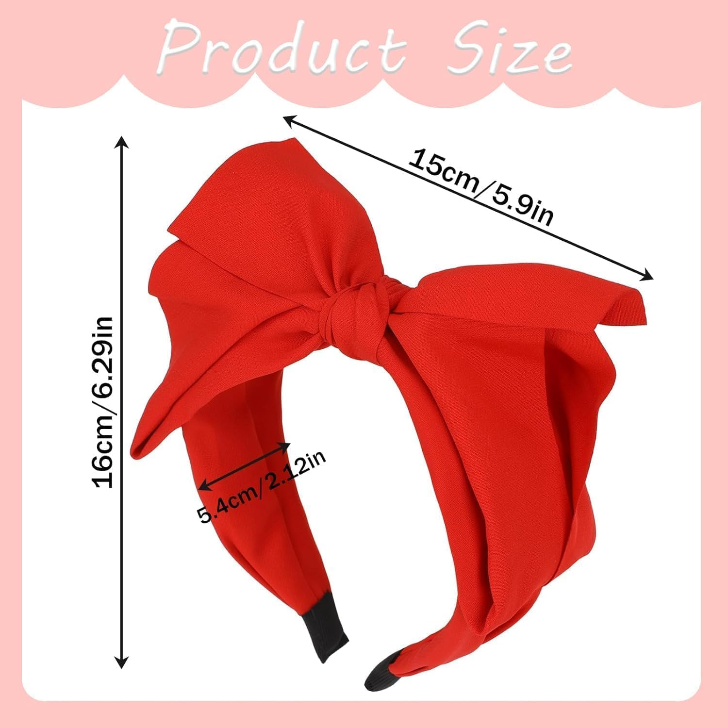 Red Bowknot Headband with Double Layer Bow Hair Accessories for Women'S, Headwear Christmas Party Cosplay image number 4