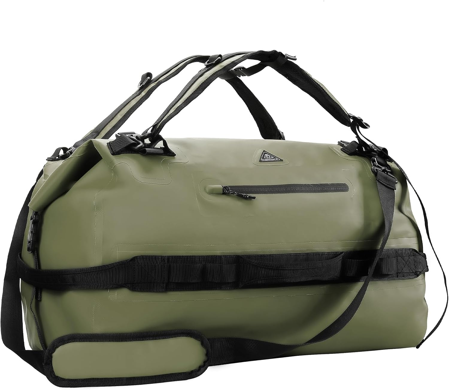 Haimont 60L Waterproof Duffle Sports Holdall Backpack for Men Women Heavy Duty Roll-Top Dry Bag Outdoor, Army Green