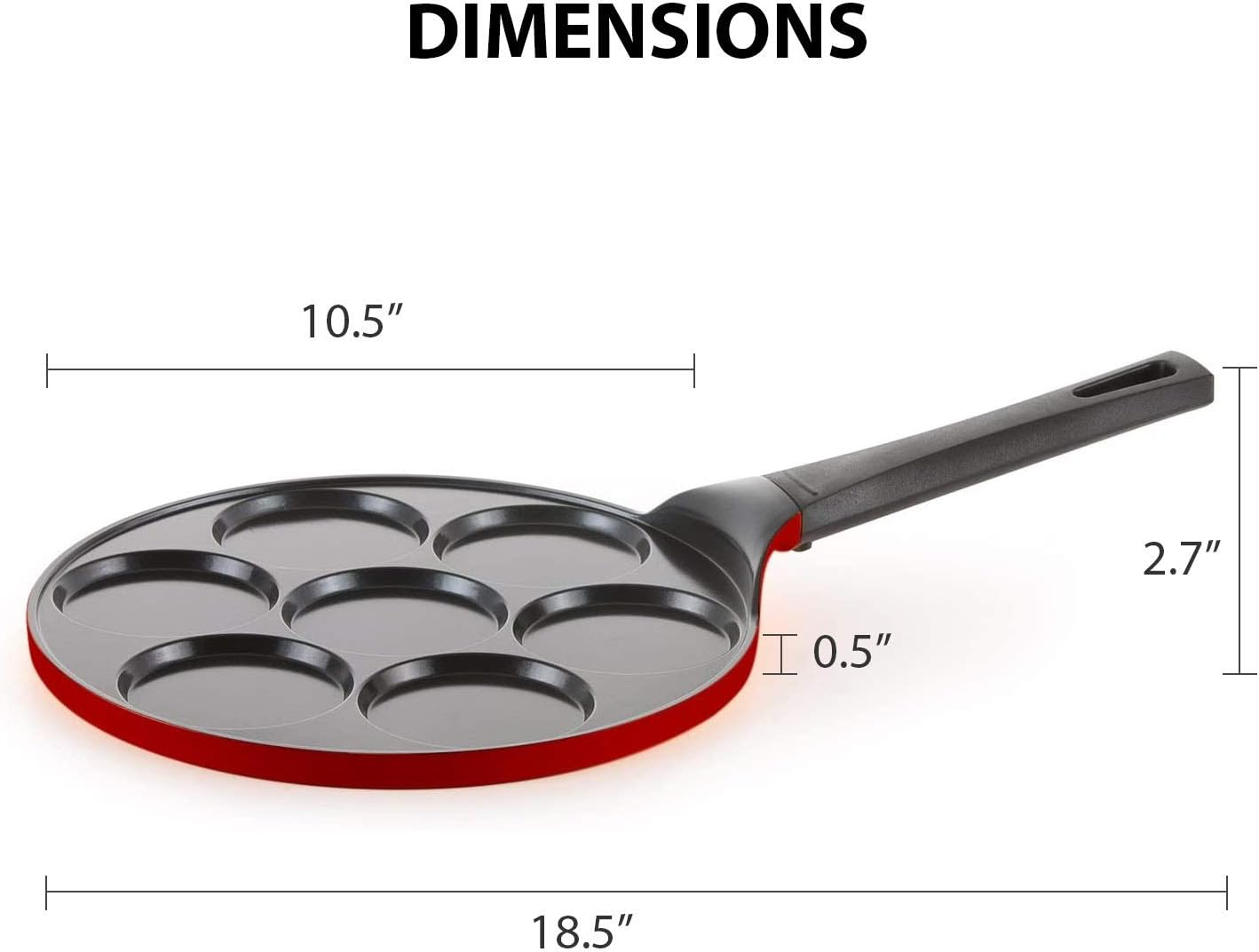 Neoflam Mitra Ceramic Coated Nonstick Pancake Pan, 7 Cup Mold Griddle for Blini, Egg, Waffle, Burger Patty, Skillet, Breakfast, Easy Clean, PFOA Free, 10", Chili Pepper Red