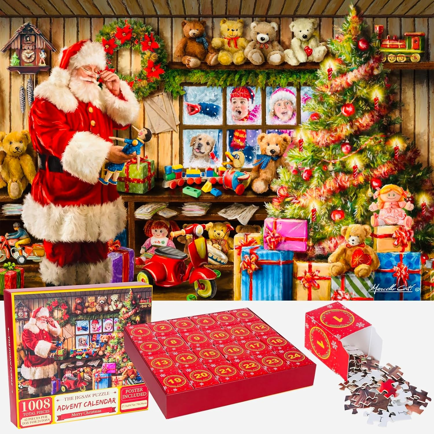 Advent Calendar 2024 Jigsaw Puzzles, 24 Box Christmas Puzzle Countdown Calendar, Funny Christmas Game Gift, Santa'S Xmas Gift,1008 Pieces 19.7 Inches X 27.6 Inch Puzzles image number 6