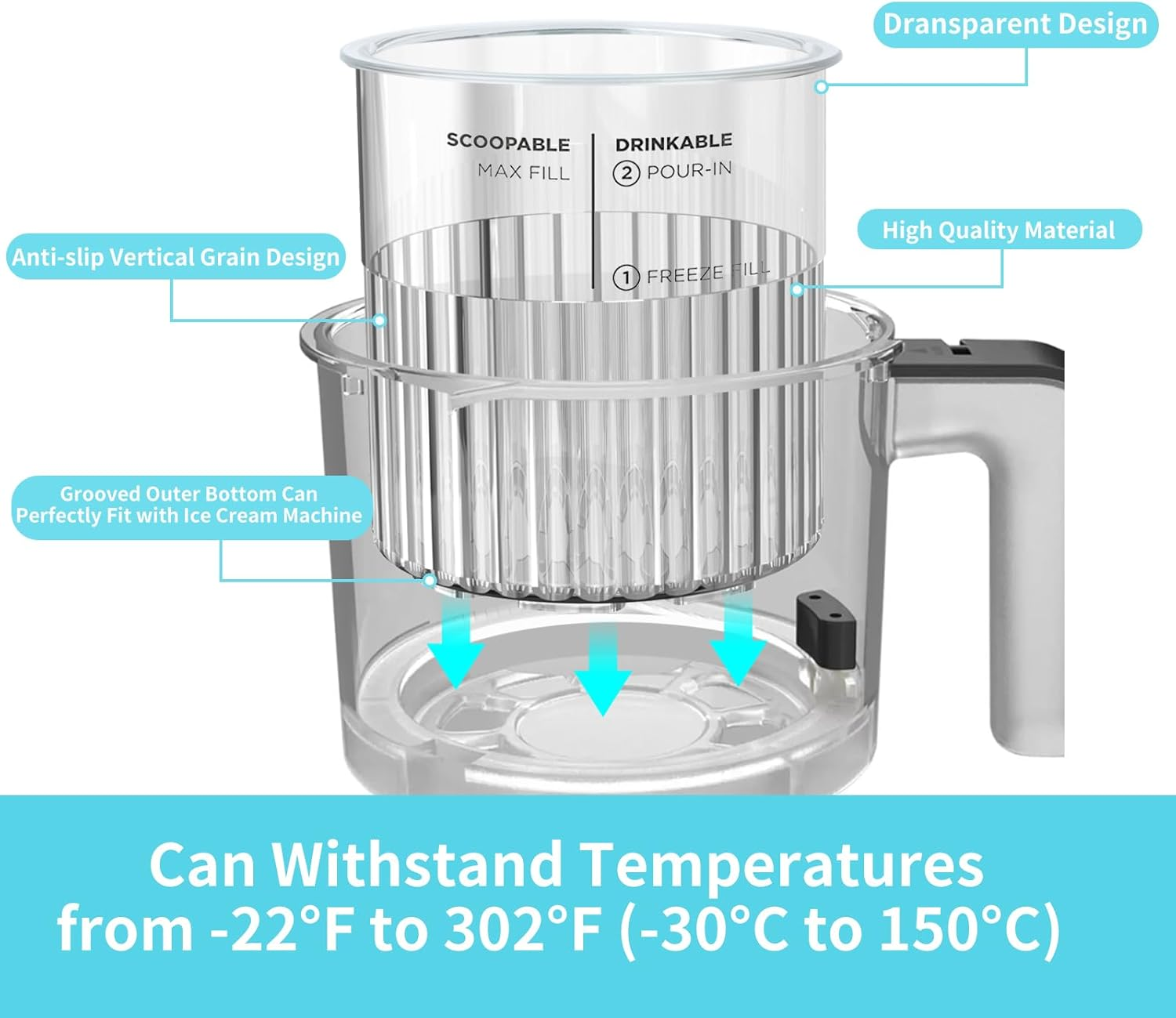YUSFKJ Replacement for Ninja Creami Pints and Lids - 4 Pack NC501, Compatible with NC501 NC500 Series Deluxe Ice Cream Makers, Pint Containers Leak Proof Lids, Dishwasher Safe Transparent image number 3