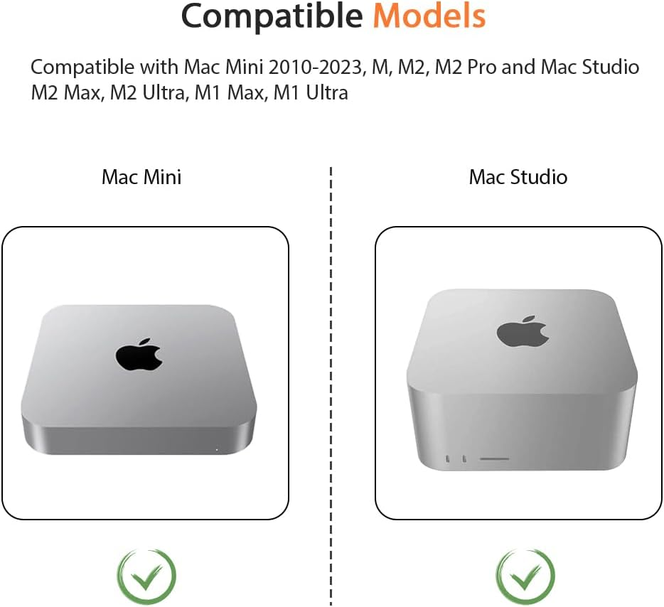 JEMACHE Desktop Stand for Mac Mini 2010-2023 M1 M2 Pro, Mac Studio M1 M2 Max/Ultra (Clear) image number 6