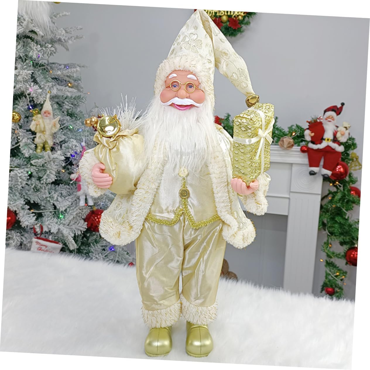 Standing Santa Claus Doll for Xmas Tabletop Xmas Ornament for Christmas House Decorations and Show Window Display image number 1