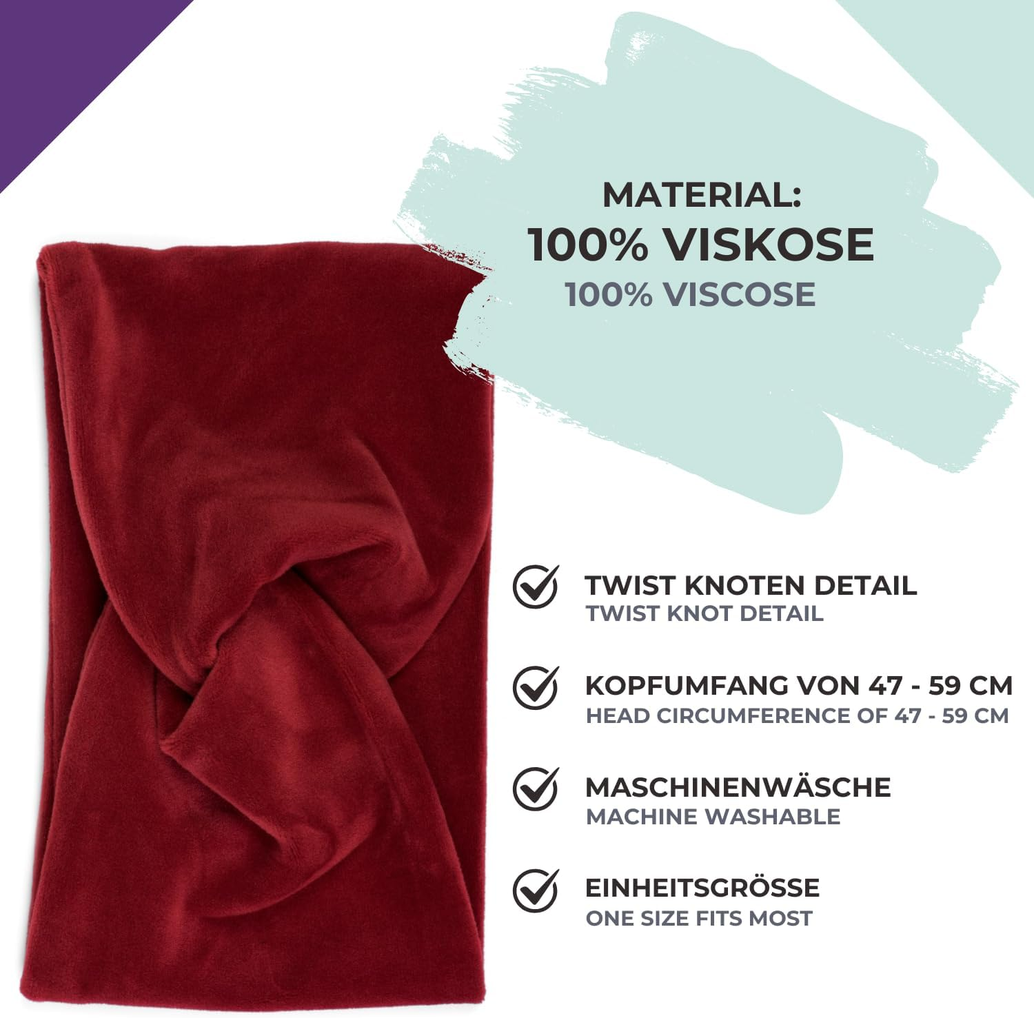 Stylebreaker 04026040 Women'S Velvet Look Headband with Twist Knots, Warm Hair Band, Headband, Hair Accessories, Colour: Pink image number 4