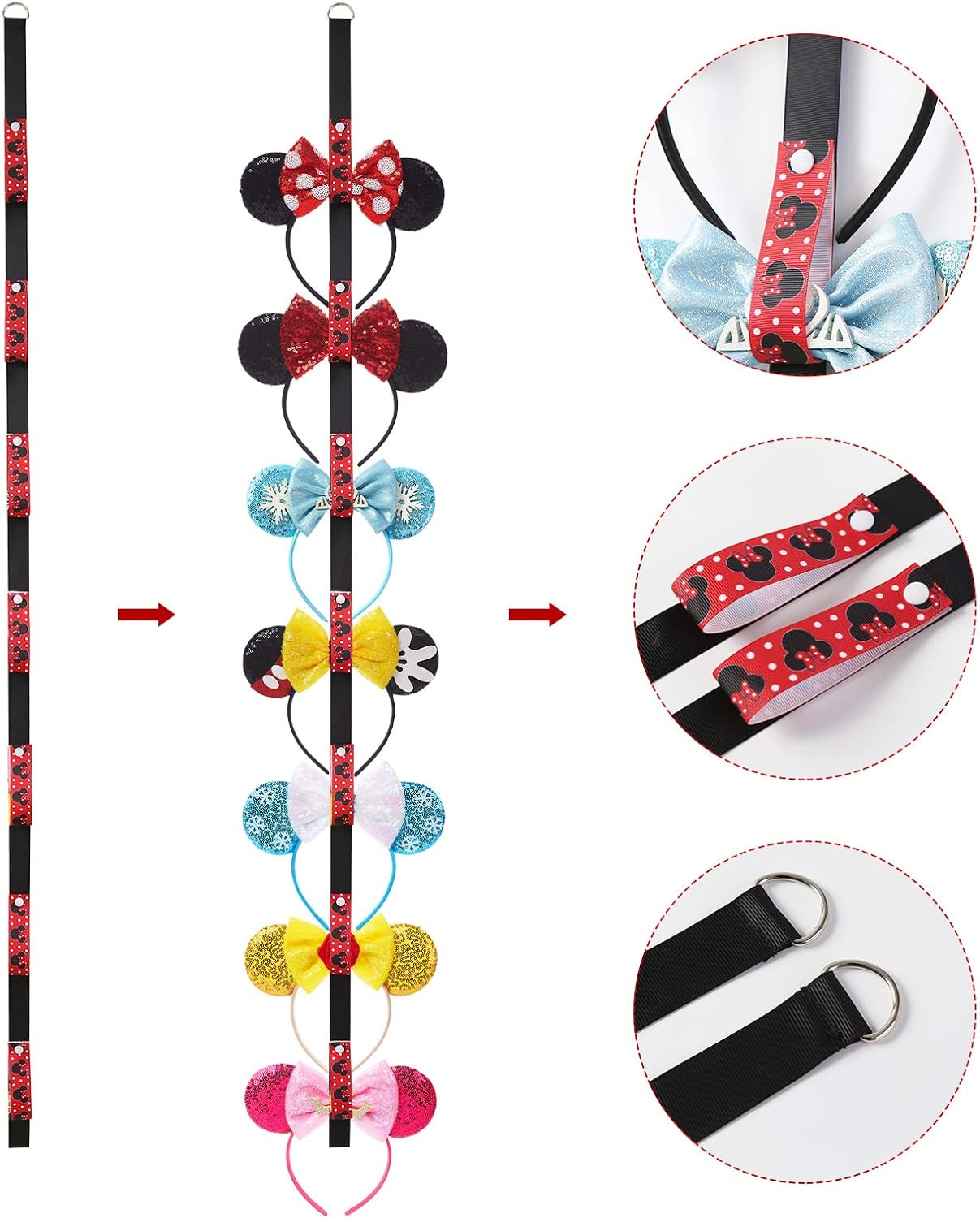 2Pcs Mouse Ears Headband Holder Polka Dot Hanging Wall Display Decor Vertical Headpiece Organizer Hair Bow Accessories Hanger Holder image number 1