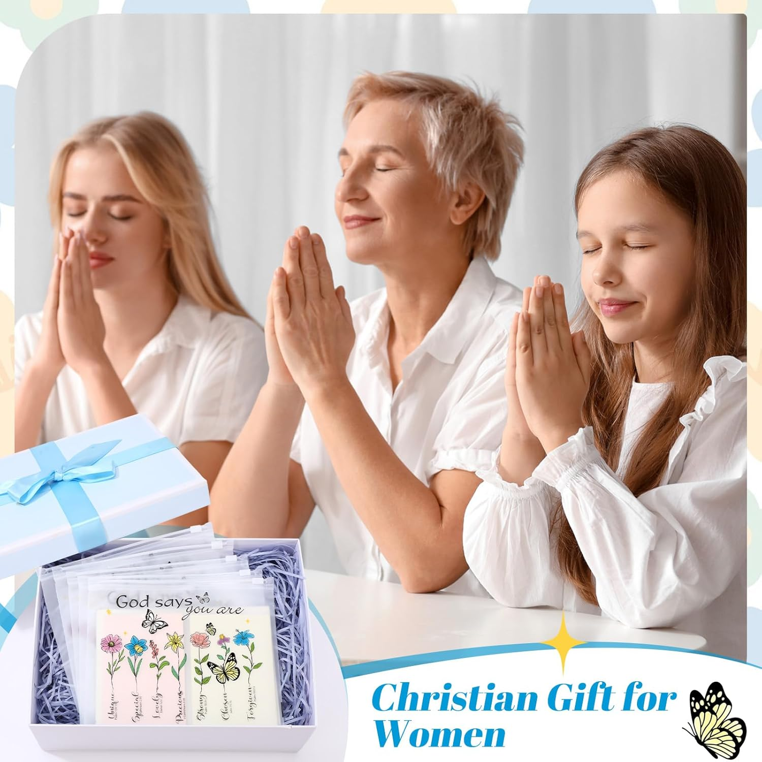 Wesiti 50 Pcs Rainbow Cosmetic Bag Inspirational Gifts Motivational Quotes Makeup Bag Bulk Waterproof Zippered Pouch for Women Girl Teacher Christmas Gift, Multicolor, God Says You Are image number 2