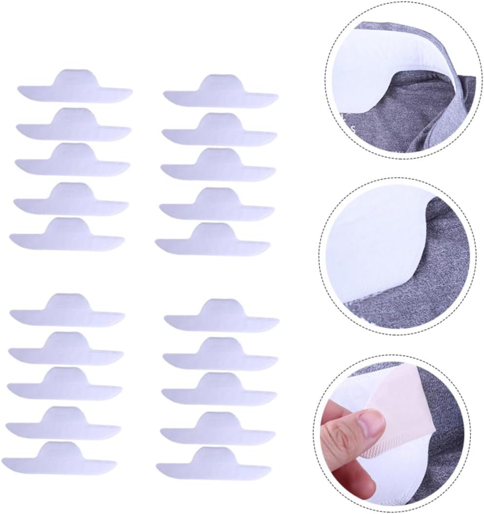 Healeved 20Pcs Self-Adhesive Sweat Absorbing Collar Liner Pads Reusable Neck Protectors for Shirts Non-Woven for Men and Women for Wear image number 5