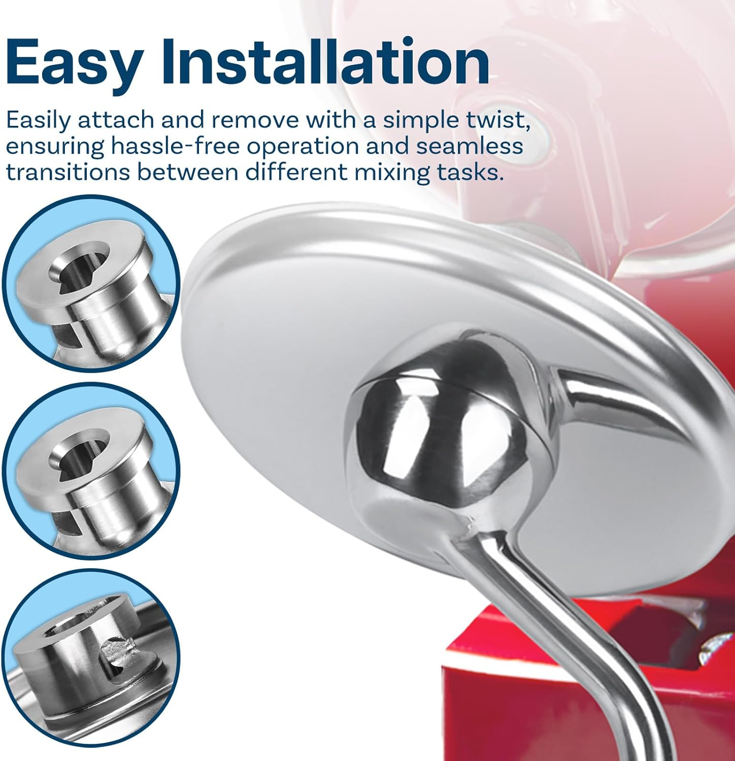 Stainless Steel 3 Piece Kit Attachments for Kitchenaid 4.5-5 Quart Tilt-Head Stand Mixers Artisan Series & Classic Series by MMOBIEL &ndash; K45 6-Wire Whip, Flat Beater and Dough Hook &ndash; Dishwasher Safe image number 7