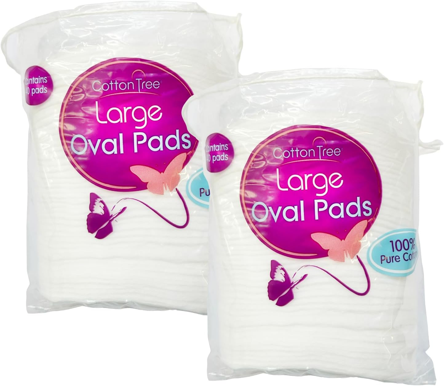 Cotton Tree Large Oval Cotton Pads, 100% Pure Cotton, 2 Pack