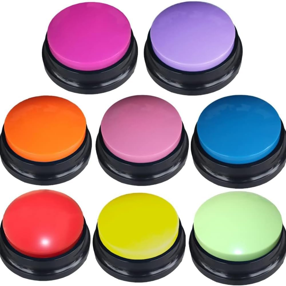 Sunblue 8 Color Voice Recording Dog Buttons for Communication, 30 Sec Record & Playback Pet Training Buzzer - 8-Pack for Home, Office, Study, Funny Gifts image number 1