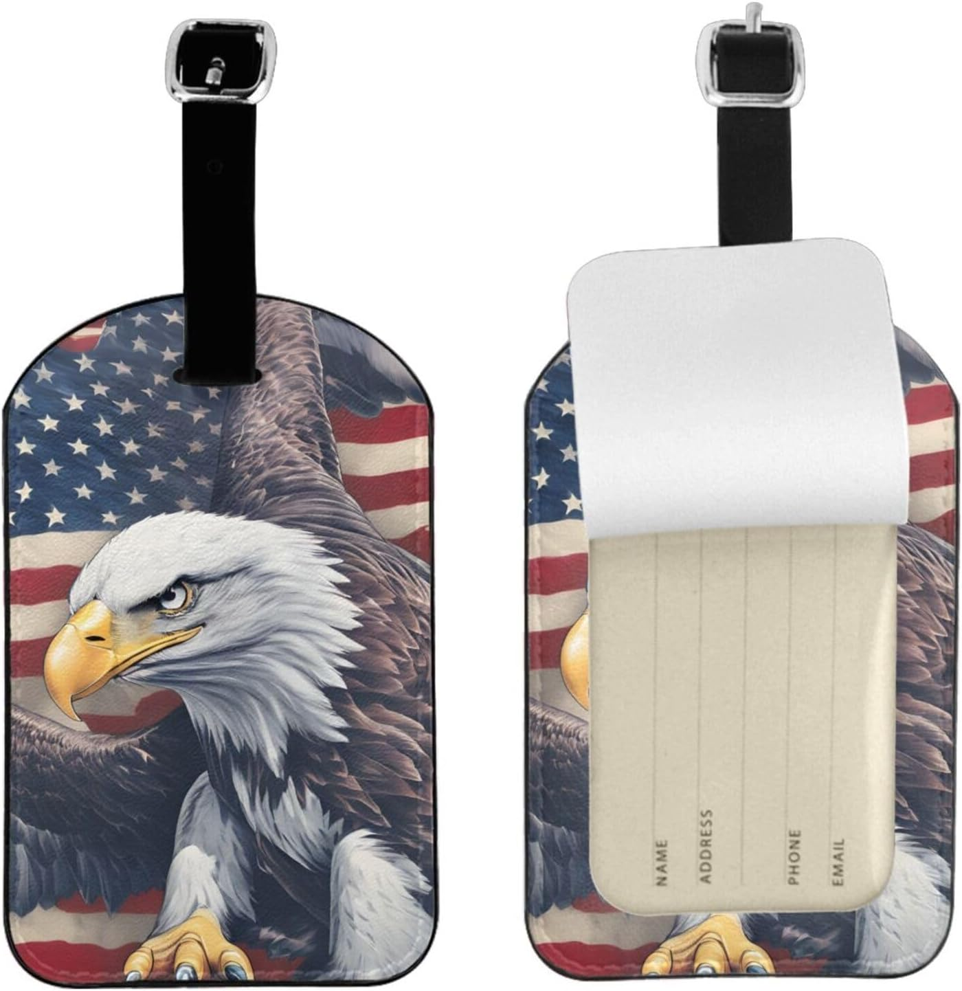 American Eagle Print Elegant Tag Stylish Tag Luggage Tag 4.3 X 2.76 Inch for Suitcases Travel Bags image number 1