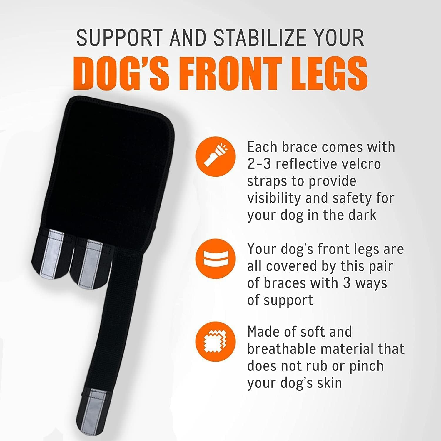 Dog Leg Brace One Pair Heals Hock Joint Wrap Sleeve for Front Legs (Black, M) image number 3