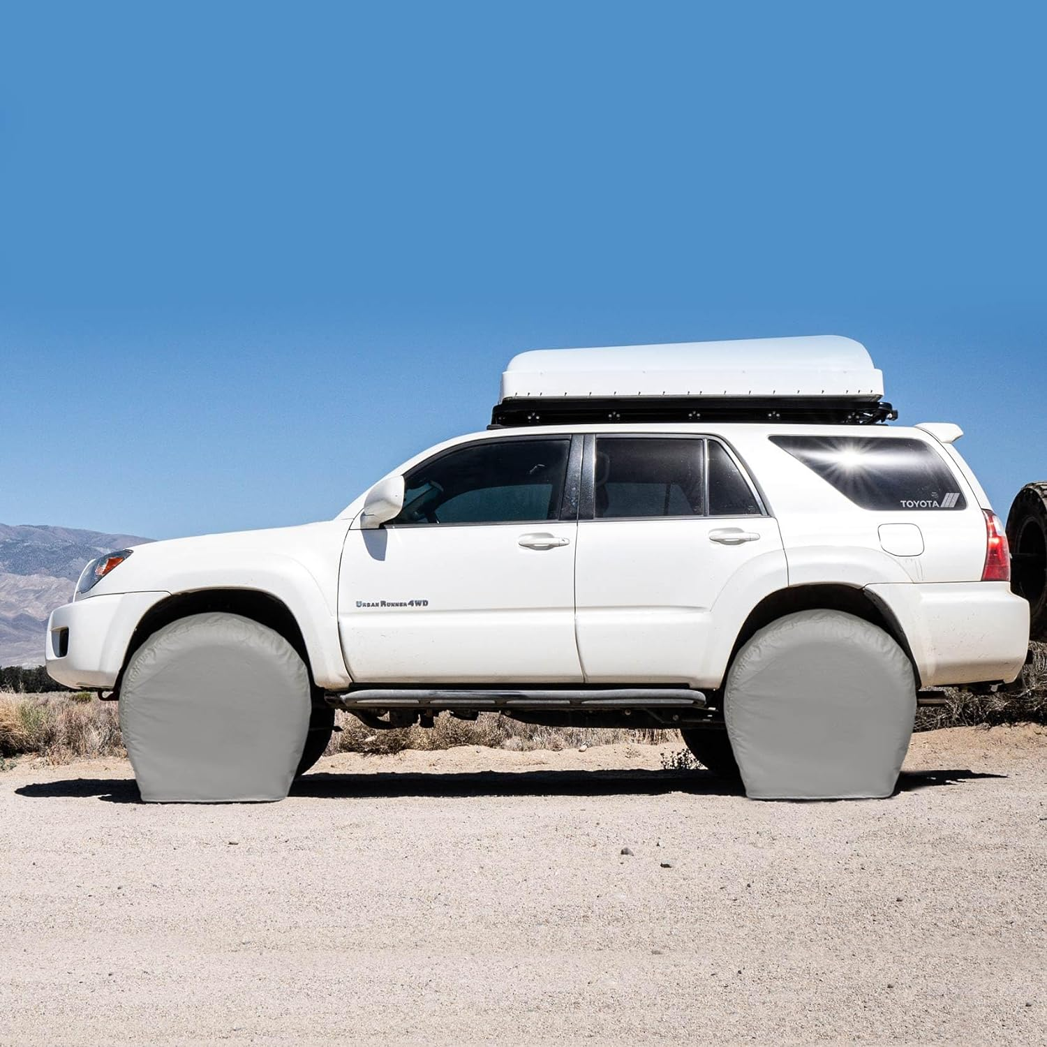 Explore Land Tire Covers 4 Pack - Tough Wheel Protector for Truck, SUV, Trailer, Camper, RV Universal Fits Tire Diameters 39-42 Inches, Charcoal image number 4