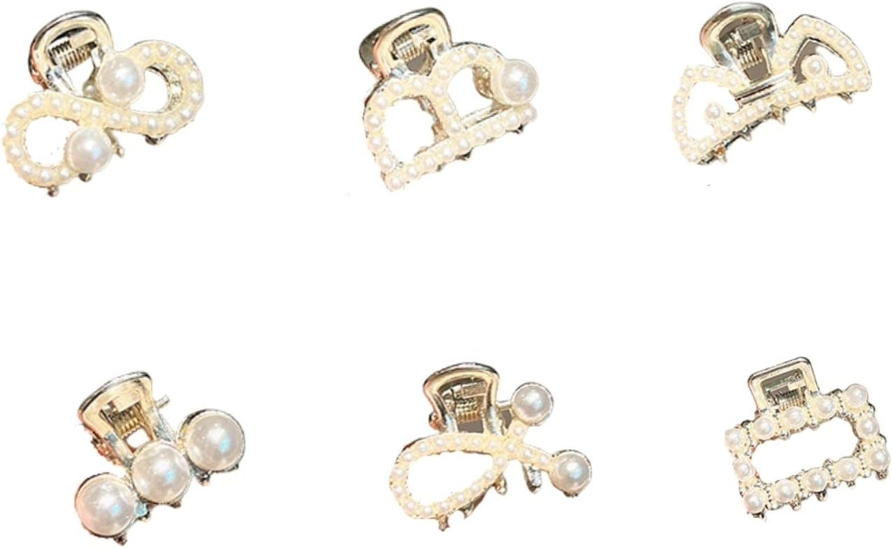 6Pcs Pearl Mini Claw Clips - Bangs Styling Claw Clips Cute Hair Accessory Set for Girls and Women (Set3#) image number 1