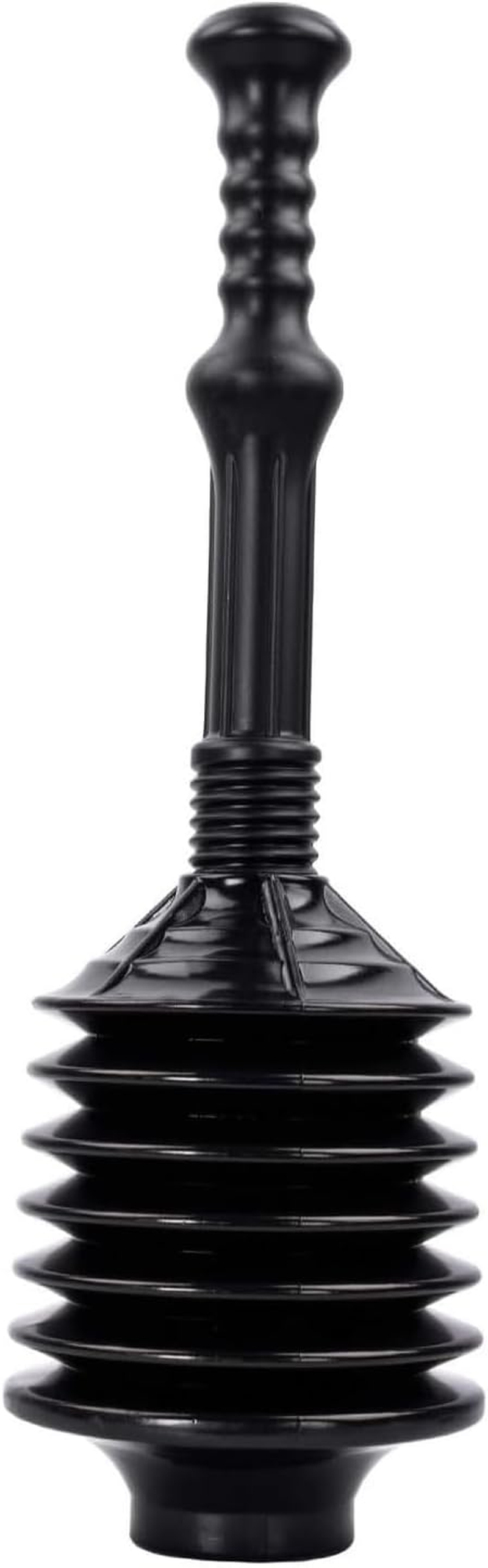 Professional Bellows Accordion Toilet Plunger, High Pressure Thrust Plunge Removes Heavy Duty Clogs from Clogged Bathroom Toilets, All Purpose Power Plungers for Bathrooms, Black image number 2
