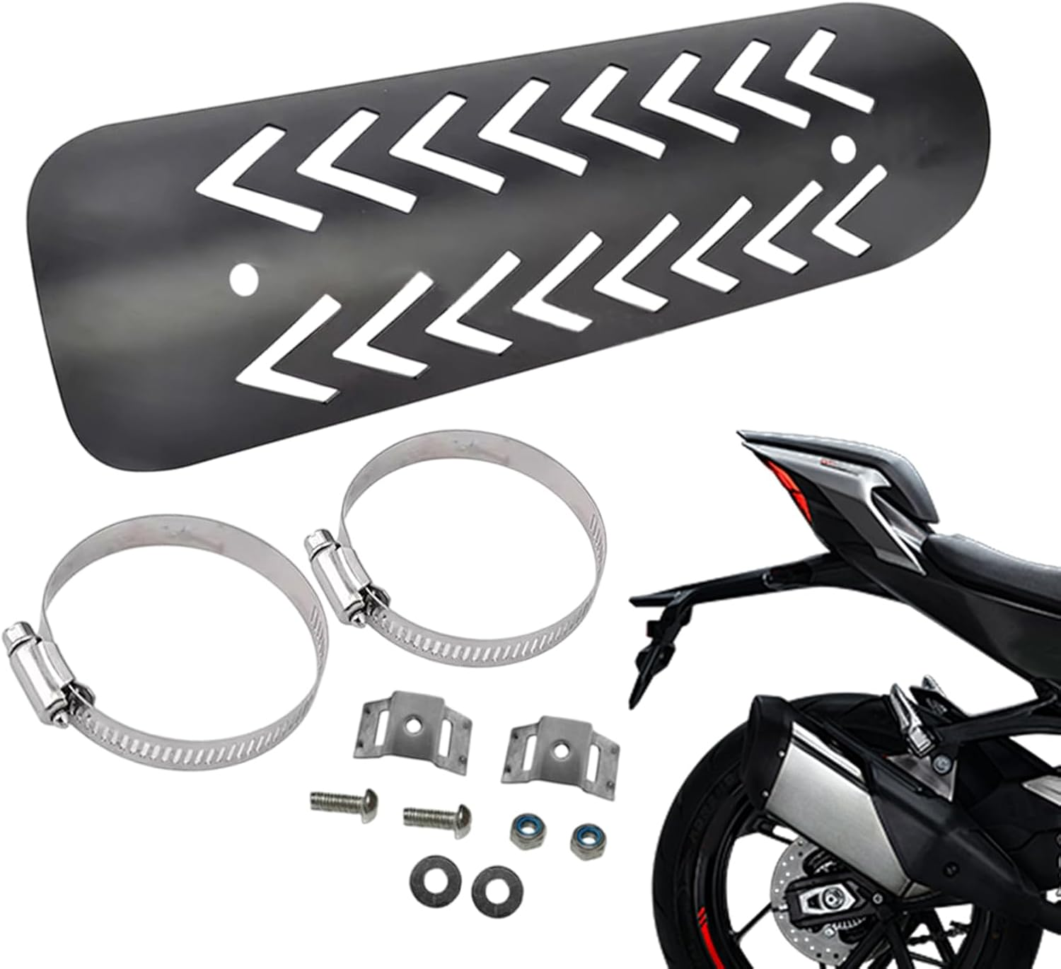 Motorcycle Exhaust Heat Shield | Anti-Scald Pipe Heat Protector,Non-Slip, Quick-Install, Abrasion-Proof Motorbike Accessories for Long-Distance Touring