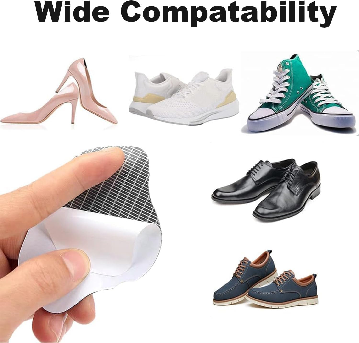 16 Pairs Shoe Hole Repair Patches, Self-Adhesive Patch for Heel Hole of Shoes, Ultra Fine Fiber Leather Shoe Heel Repair, Adhesive Shoe Inserts for Sneaker, Leather Shoes, High Heels, 2 Sizes (Black) image number 2