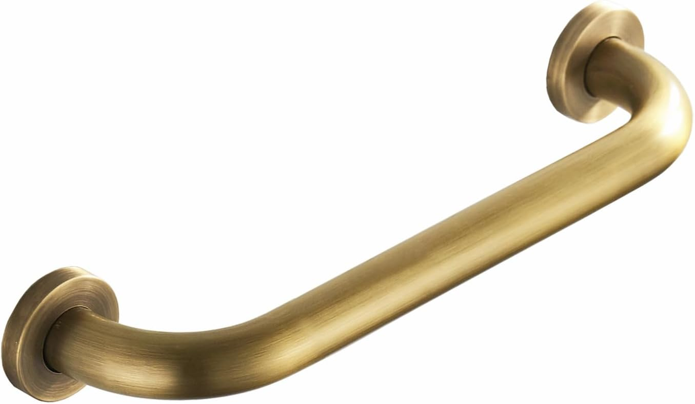 Antique Brass Shower Grab Bar, Vintage Gold Bathroom Handrail with Concealed Screws for Wall, Toilet and Bath Safty Bar for Elderly or Handicapped, 12 Inch image number 3