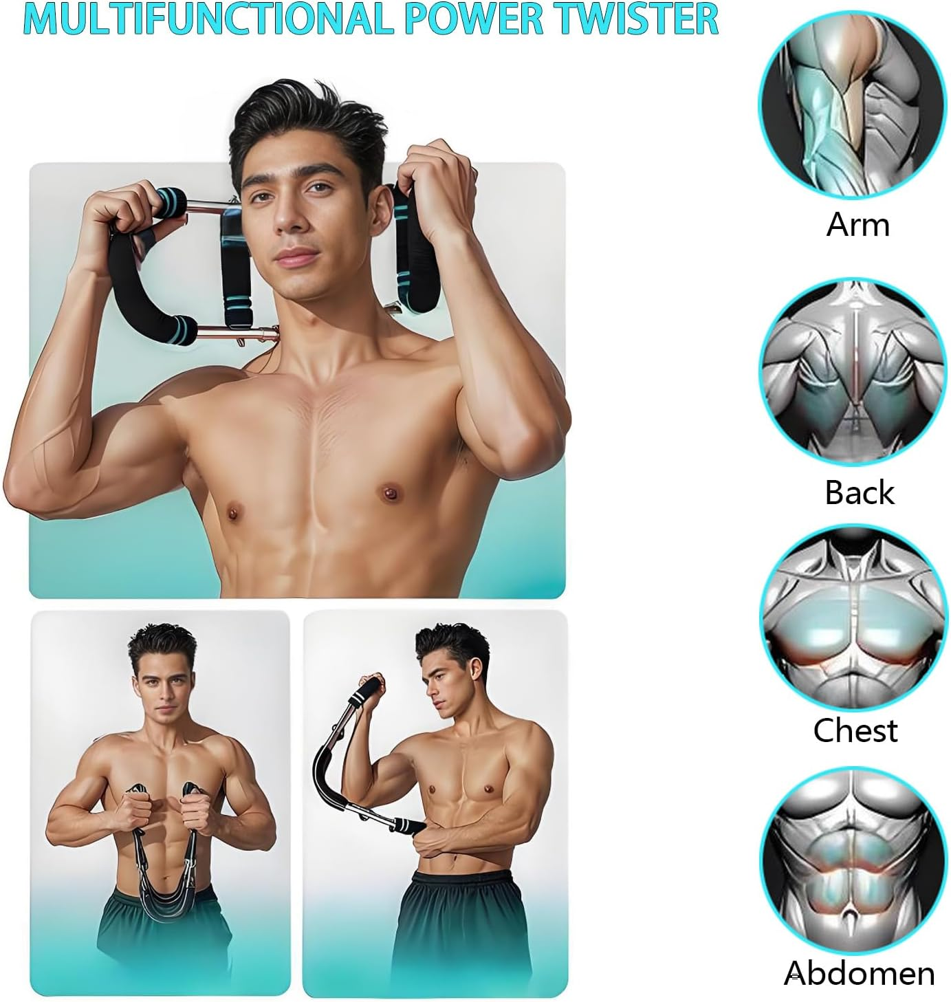 Twister Arm Exerciser Chest Workout,Portable Power Twister Bar,Muscular Strength Enhancer,Thigh Master Trainer Men,At Home Fitness Equipment image number 3