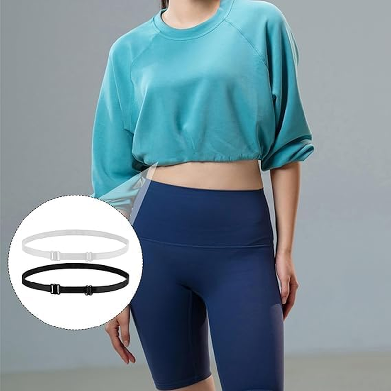 THJOPOKEEL 4Pcs Crop Tuck Crop Top Band Shirt Cropping Band Elastic Belts for Women Tops for Transform the Way You Style Your Tops (Black + White) image number 1
