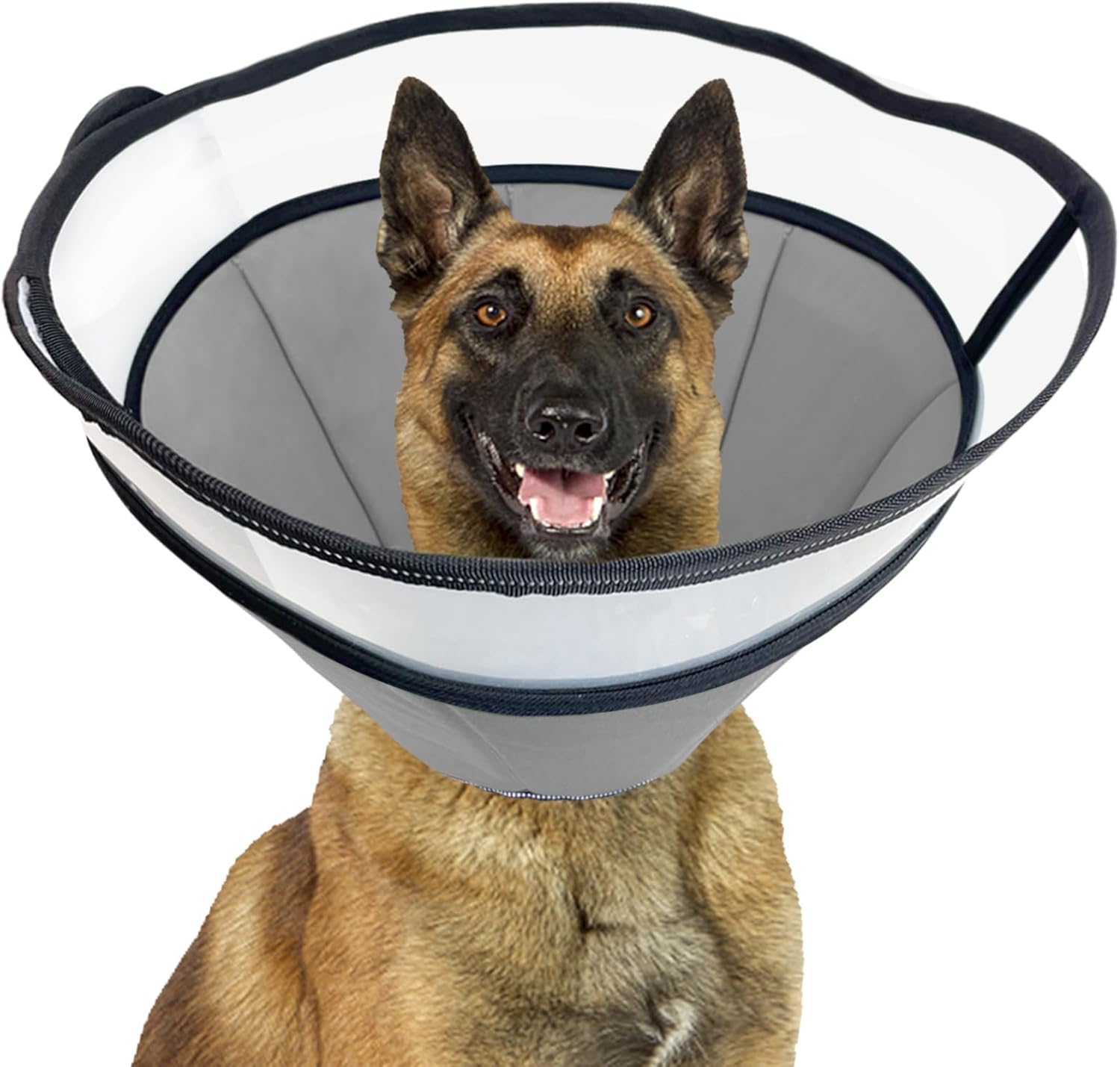 Winmany Dog Cone Collar for Large,Medium Small Dog, Pet Recovery Collars for after Surgery Stop Paw Licking, Adjustable anti Scratch Neck Collar of Shame for Dogs, Elizabethan Collar (Grey, X-Large) image number 3