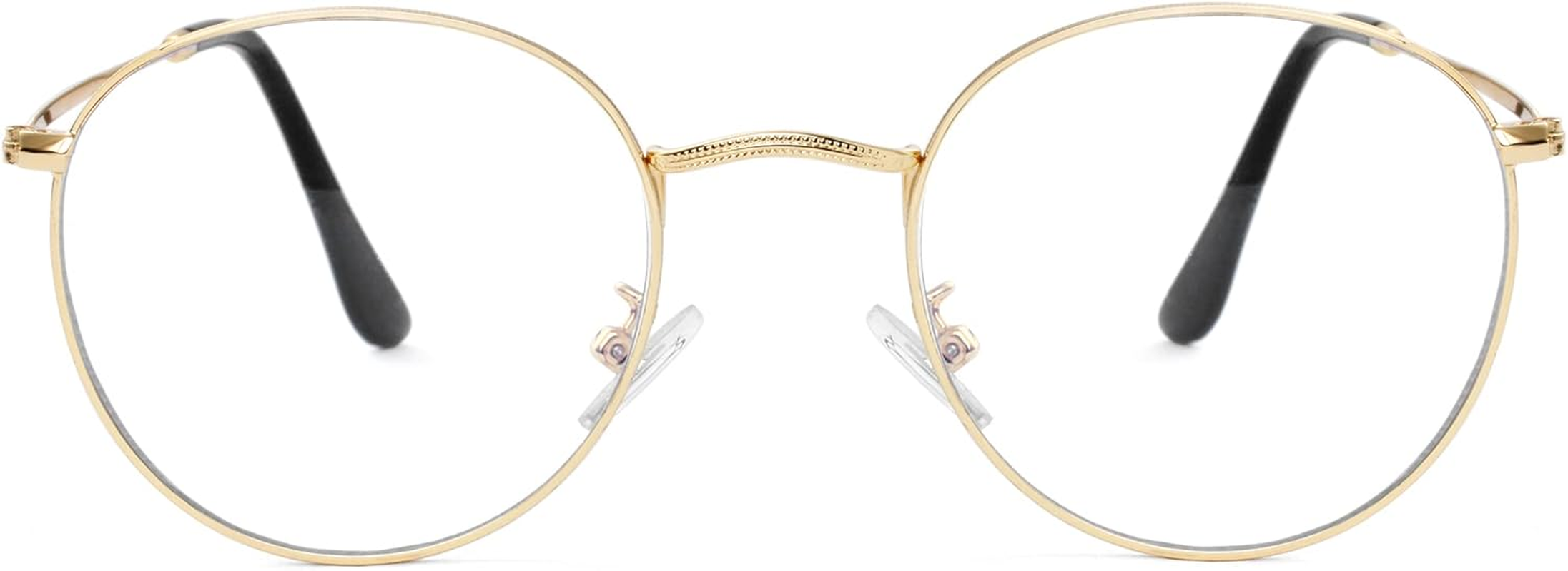 Kursan Classic round Clear Lens Glasses for Women Men Circle Metal Frame Non- Eyeglasses