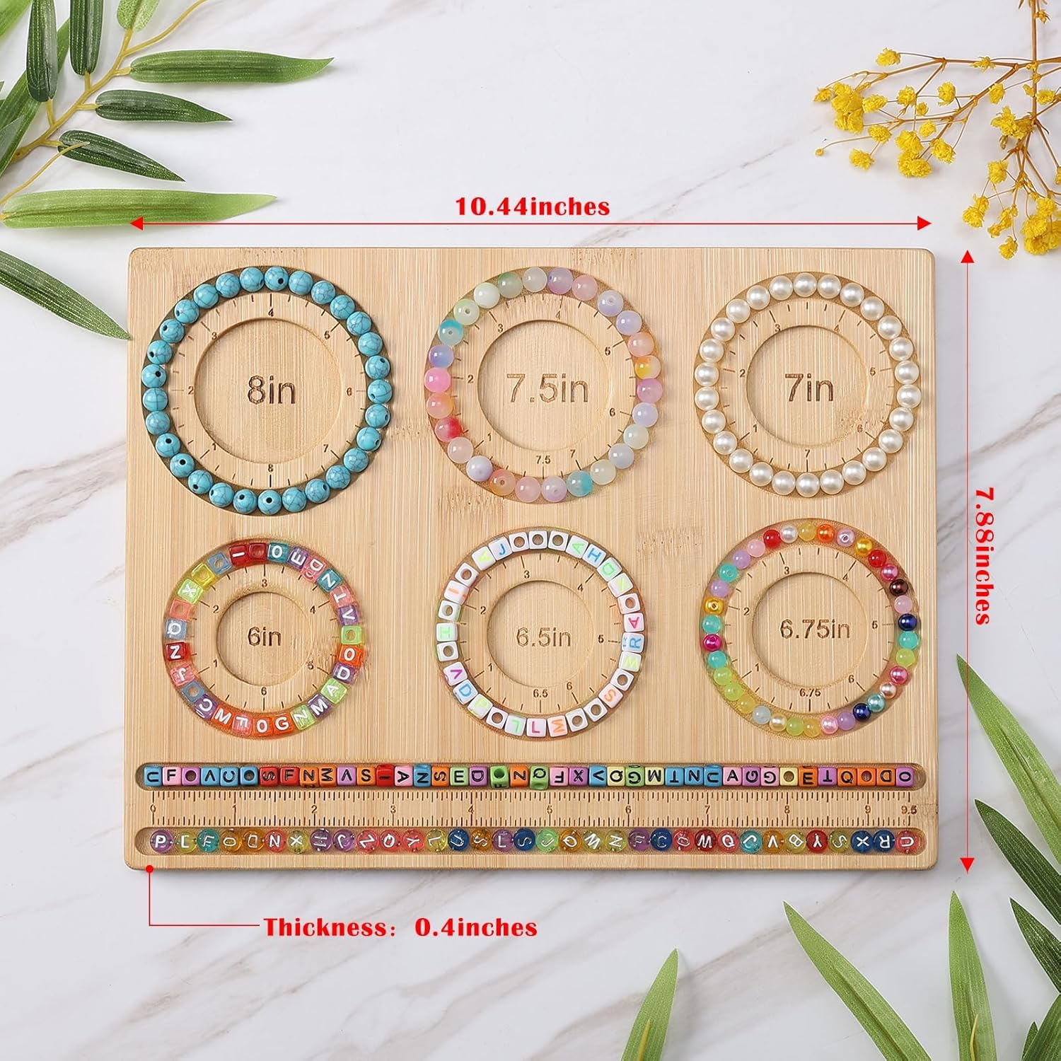 Emapoy Bead Board for Jewelry Making, Bamboo Beading Board for Jewelry Bracelet Making, DIY Bracelet Bead Board for Women image number 2