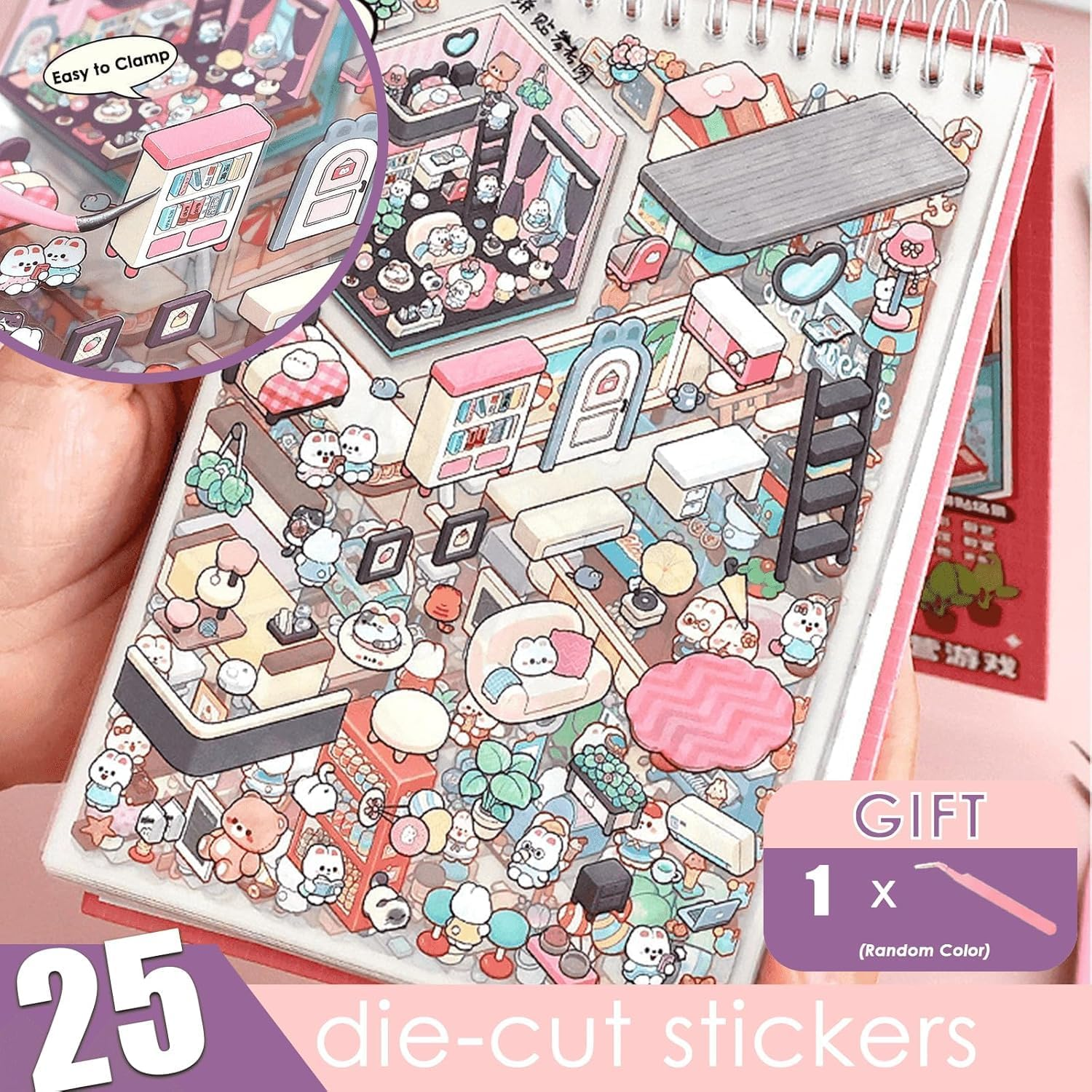 3D Sticker Therapy Scene Book Set, 20 Books with Space Stickers, Storage Spiral Notebook for Adults and Kids image number 3