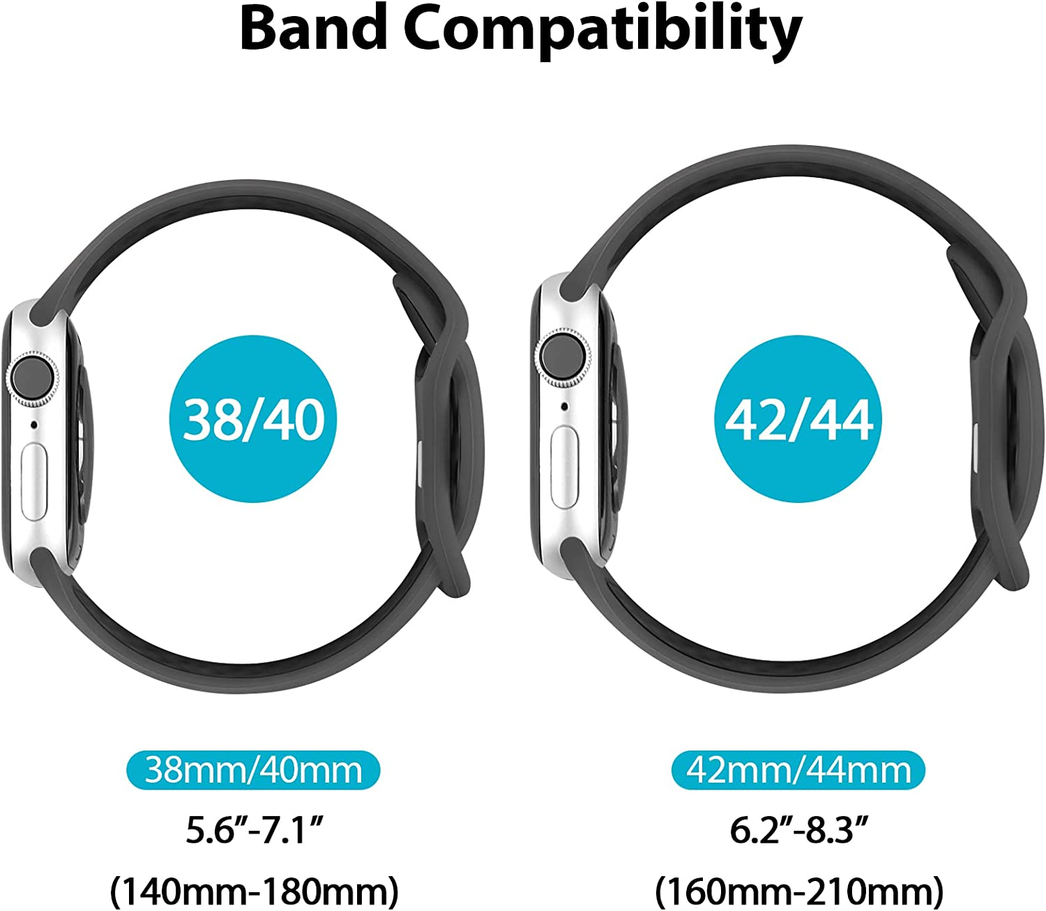 [2 Pack]Silicone Bands for Apple Watch Band 49Mm 45Mm 44Mm 42Mm 41Mm 40Mm 38Mm, Soft Adjustable Sport Two Colors Strap Women/Men for Iwatch Ultra/Iwatch Series 9/8/7/SE/6/5/4/3/2/1