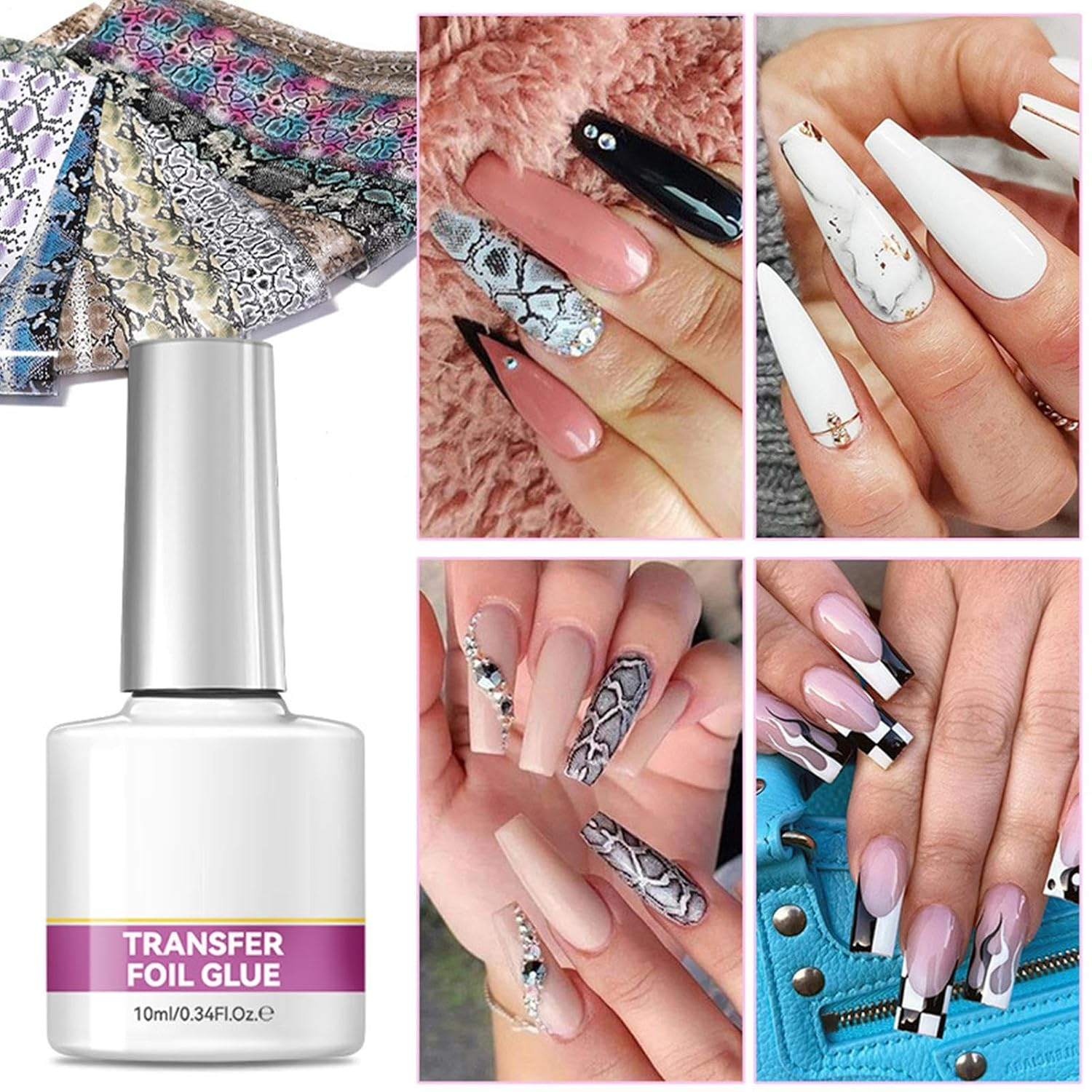 Nail Foil Transfer Glue, 10Ml Strong Manicure Adhesive, Nail Glue Transfer, for Women Beginners Professionals Home Salon Wedding Party image number 3