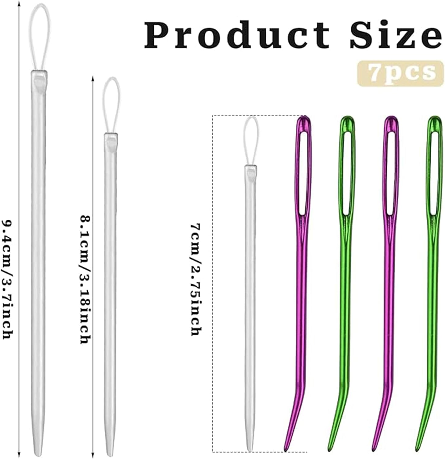 7-Piece Large-Eye Blunt Needle Set - Stainless Steel Tapestry Needles for Yarn Darning, Macrame, and Knitting Projects (3 Assorted Styles) image number 1