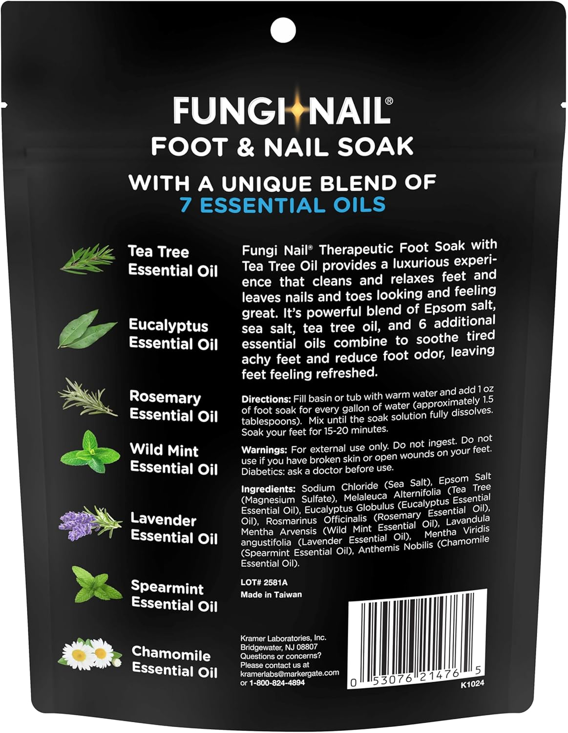 Fungi-Nail Foot & Nail Soak with Tea Tree Oil - Moisturize, Reduce Foot Odor, & Soothe Aching Feet - a Therapeutic Blend of Rich Mineral Epsom Salt, Pure Sea Salt, and 7 Essential Oils - 1 Pound