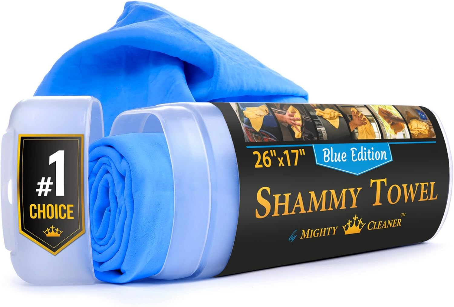 Premium Chamois Cloth Super Absorbent Reusable Shammy Towel - 26&rdquo;X17&rdquo; - Scratch-Free Car Shammy Towel with Storage Tube