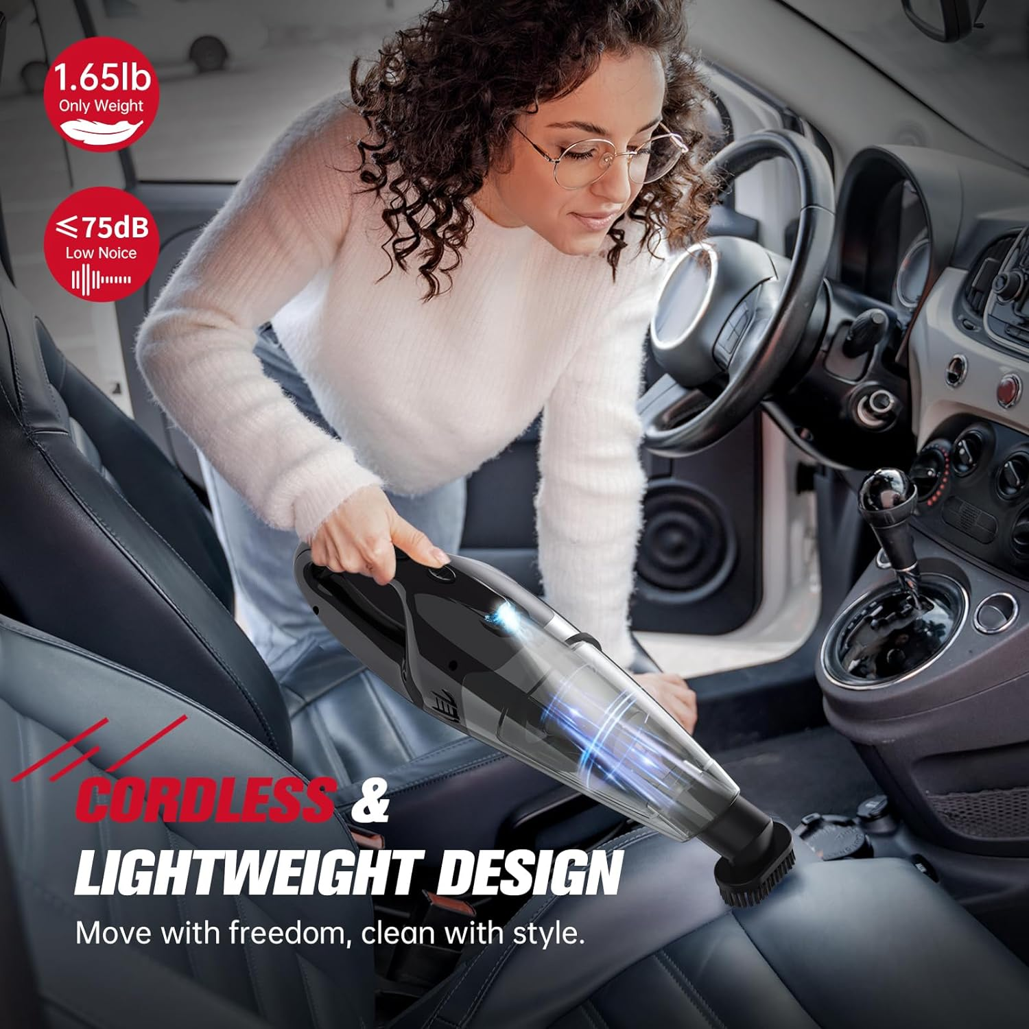 BSRCO Handheld Vacuum Cordless Rechargeable 3-In-1, Dust Busters Cordless Rechargeable with USB Charge, Car Vacuum with LED, HEPA Filter, 1.65Lbs Lightweight Vacuum Cleaner for Dust, Pet Hair image number 3