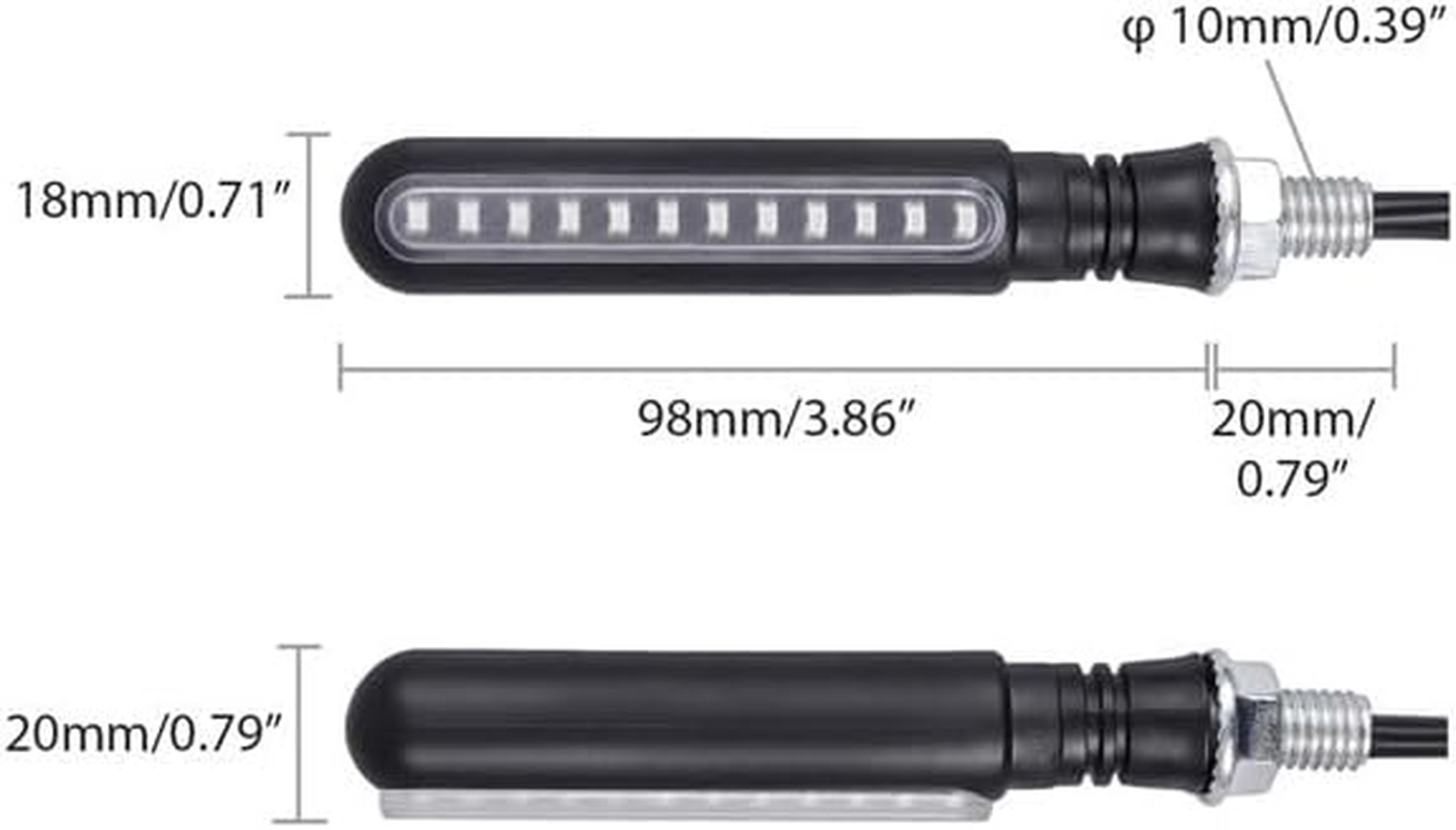 Anhoer 4X Motorcycle Led Turn Signal Light 12V LED Light Sequential Flow Turn Signal Motorbike Turning Indicators for Motorcycle Motorbike Scooter ATV Amber Light Bar image number 1