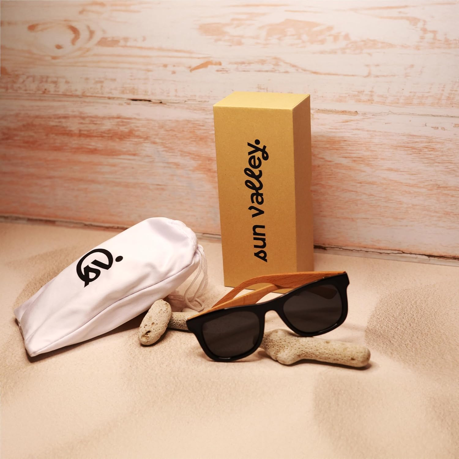 Sun Valley Kids Polarized Sunglasses Wood Frame Mirrored for Boys & Girls with UV Protection image number 2