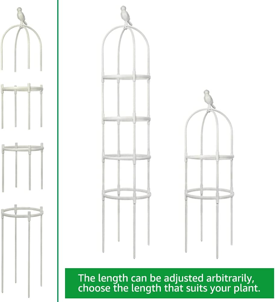 Anothera Garden Trellis for Climbing Plants 6Ft Outdoor Tower Obelisk Garden Trellis Tall Potted Plants Support Flowers （White）