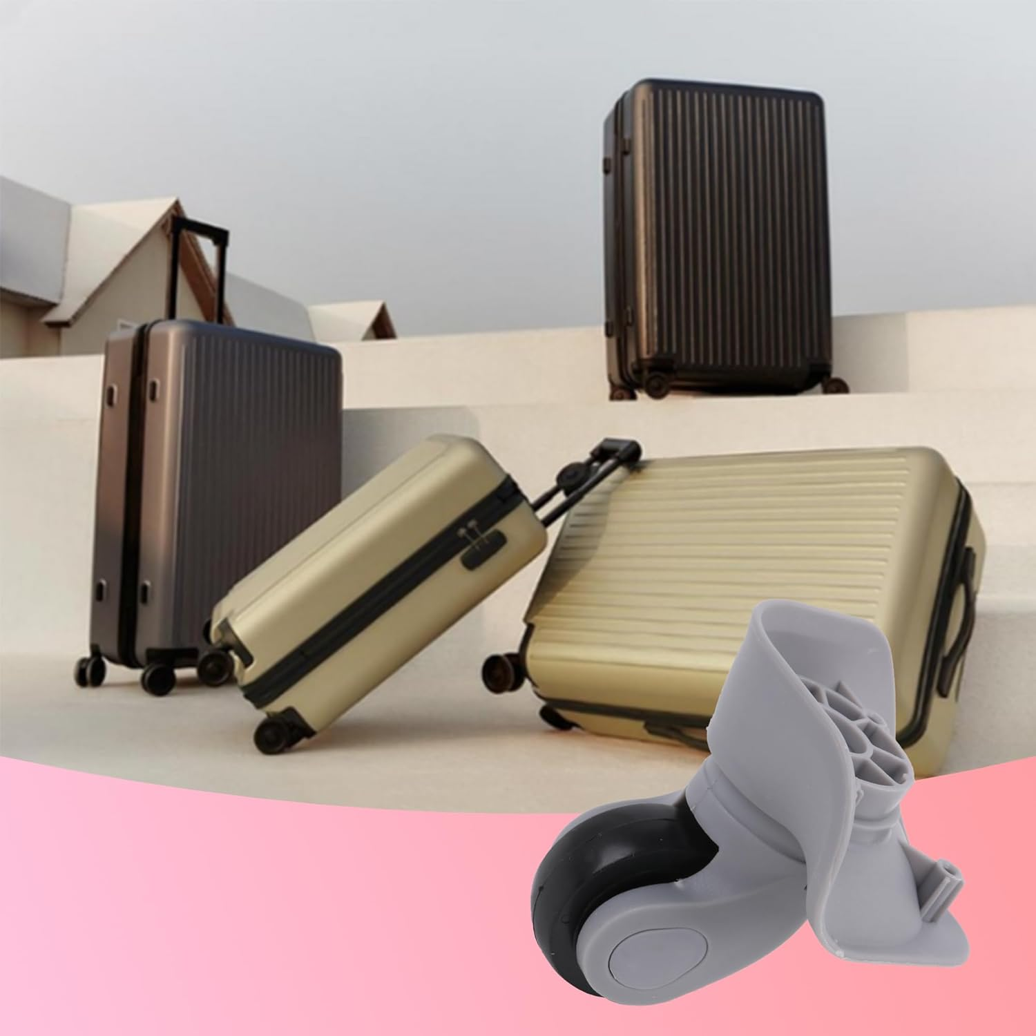 BQLZR Suitcase Luggage Replacement Swivel Caster Wheel Grey 3.62 Inch W041-S Right Kit image number 4