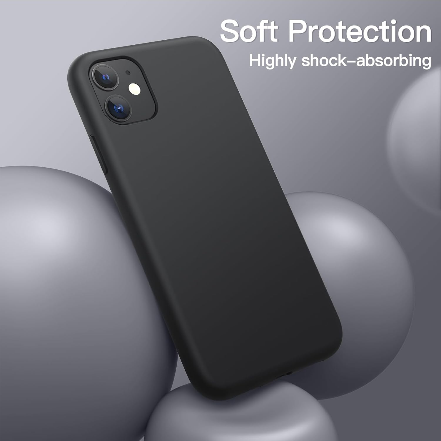 Jetech Silicone Case for Iphone 11 6.1-Inch, Silky-Soft Touch Full-Body Protective Case, Shockproof Cover with Microfiber Lining (Black) - Blue Cobalt image number 3