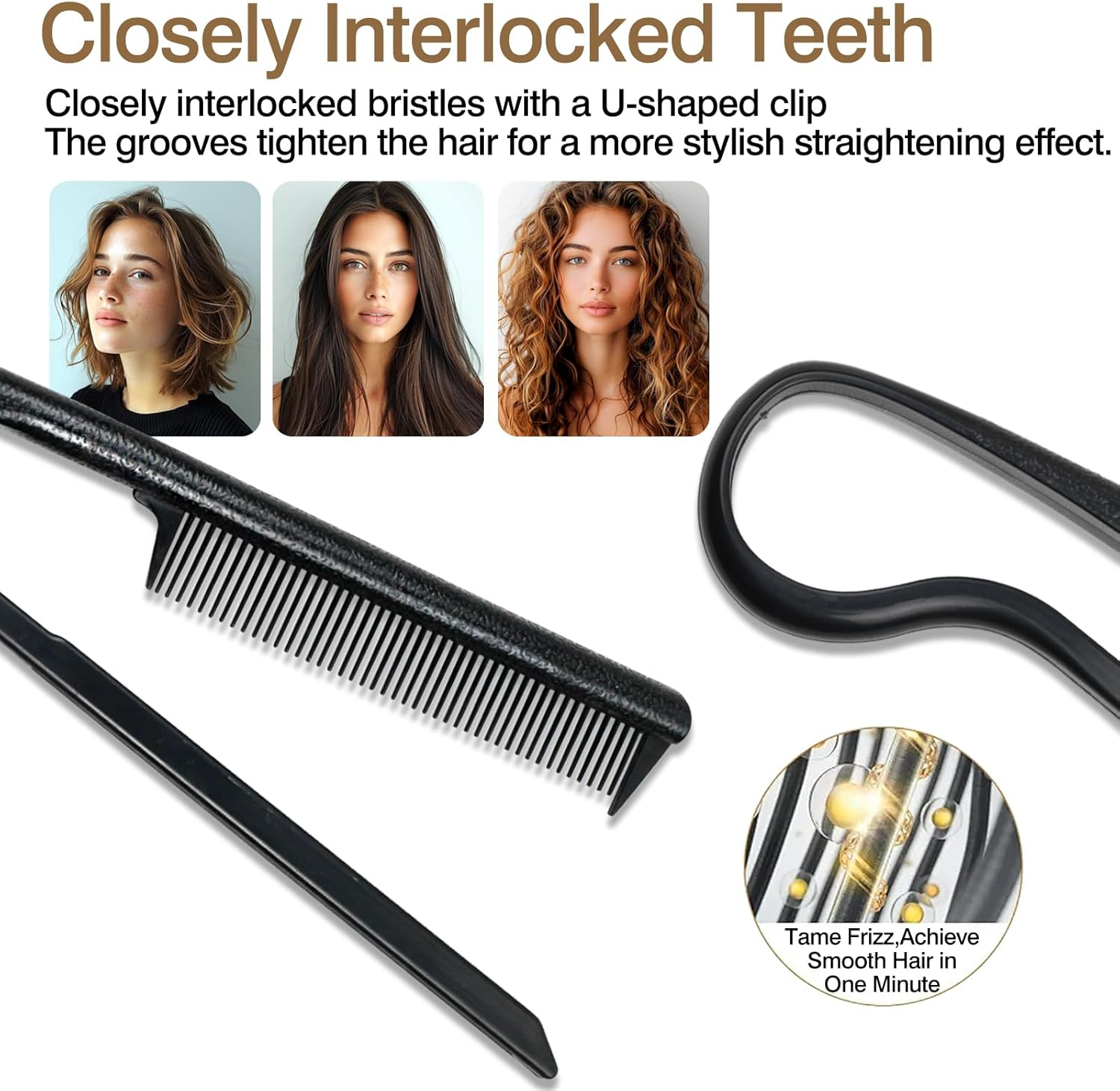 V-Shaped Hair Straightener Comb &ndash; Portable Wheat Straw Hairdressing Tool for Styling & Straightening, DIY Hairdressing Tool