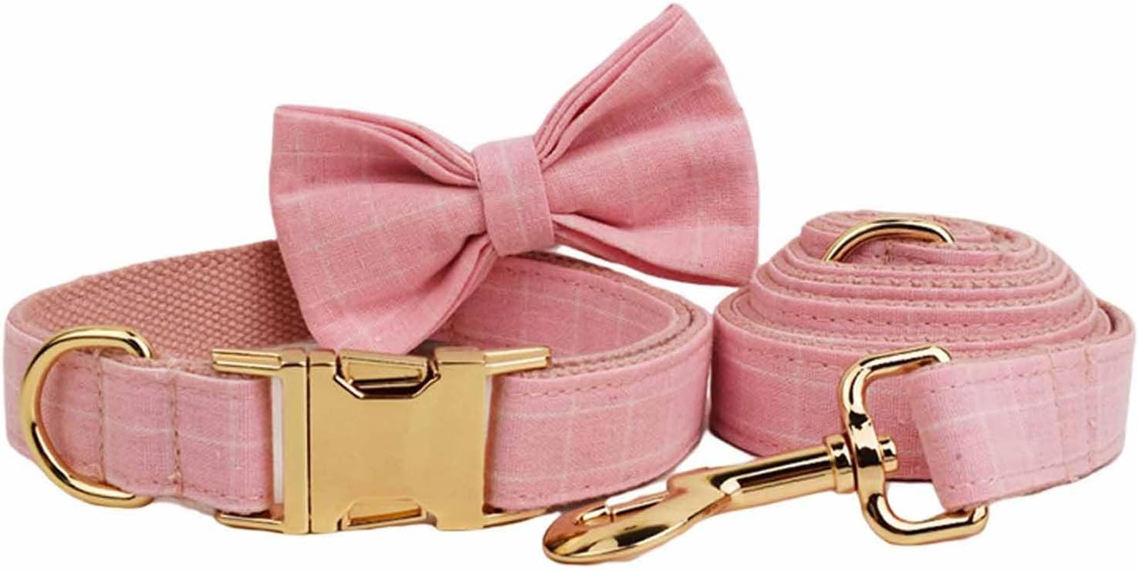 UOSIA Cute Girl Dog Harness Dog Collar and Leash Set for Female Dogs Pink Princess Dog Collar with Bow Tie Adjustable Escape Proof Dog Vest Harness for Outdoor Walking Running image number 5