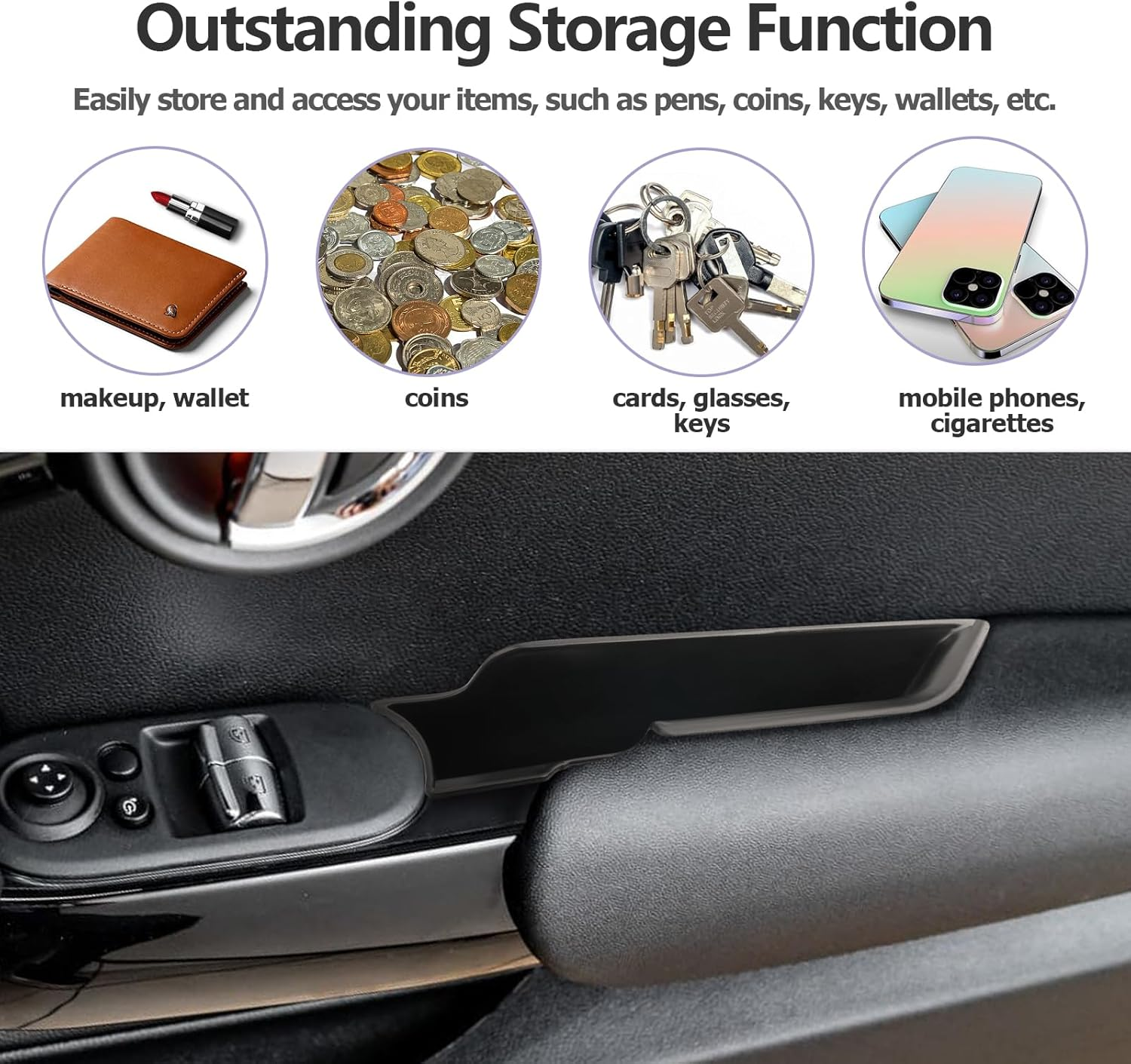2PCS Front Door Side Storage Box Fit for 2015-2024 Mini Cooper Door Side Organizer Grab Tray for Mini Cooper Countryman Accessories image number 6