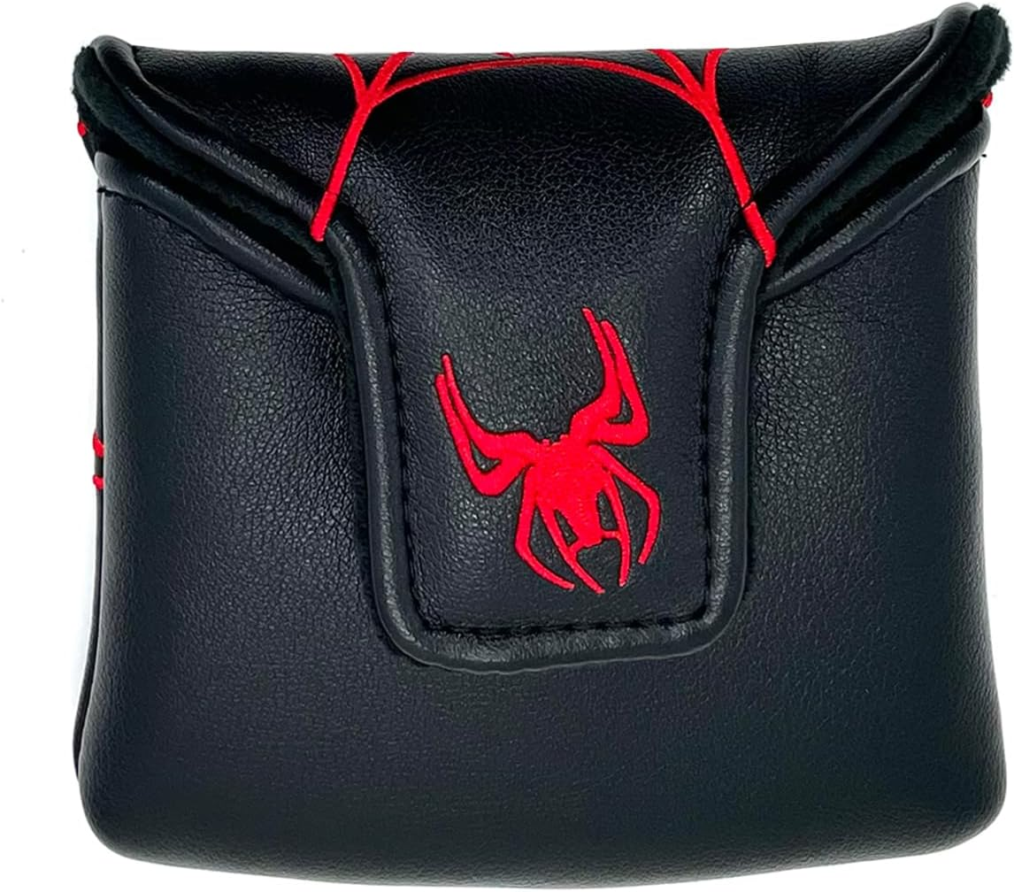 Black with Red Spider Embroidery Golf Club Square Mallet Putter Cover Magnetic Golf Headcover image number 5