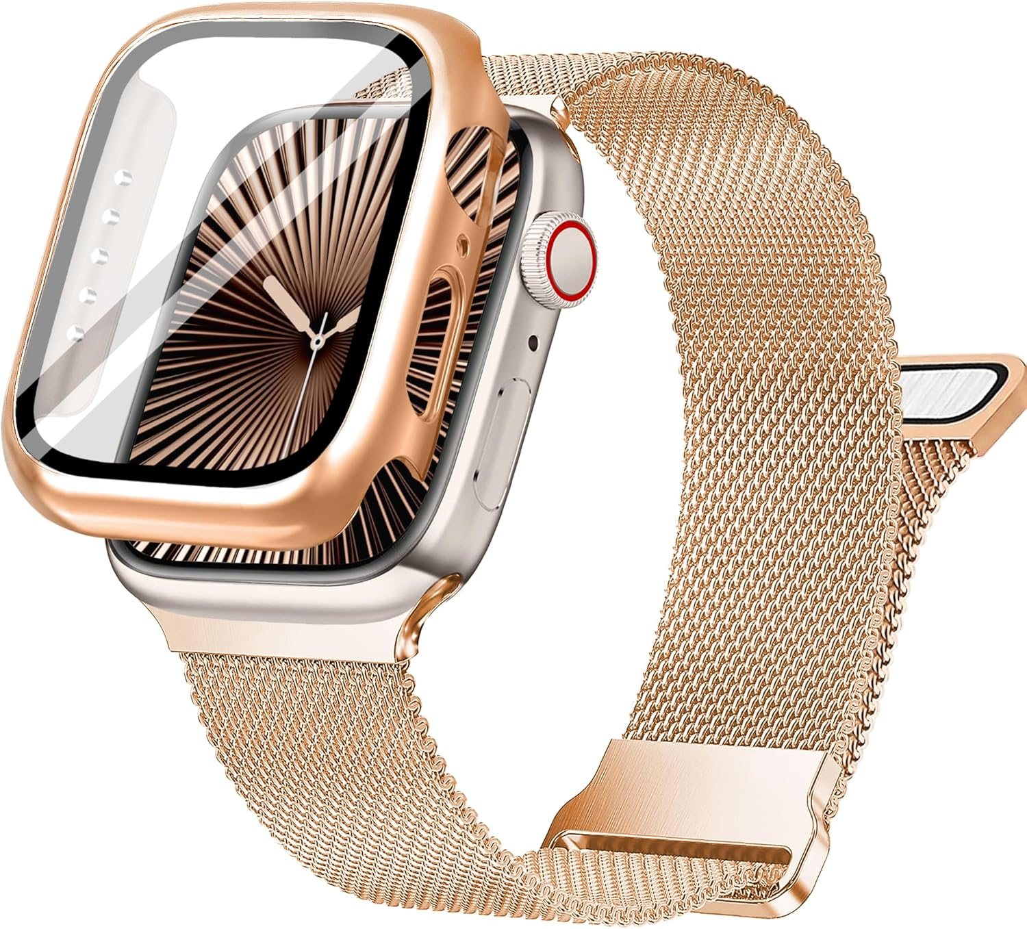 Ocaer Compatible with Apple Watch Bands with Case 40Mm 41Mm 42Mm 44Mm 45Mm 46Mm, Metal Magnetic Band with Screen Protector for Iwatch Series 11 10 9 8 7 6 5 4 SE 3 2 1,Stainless Steel Milanese Loop image number 5