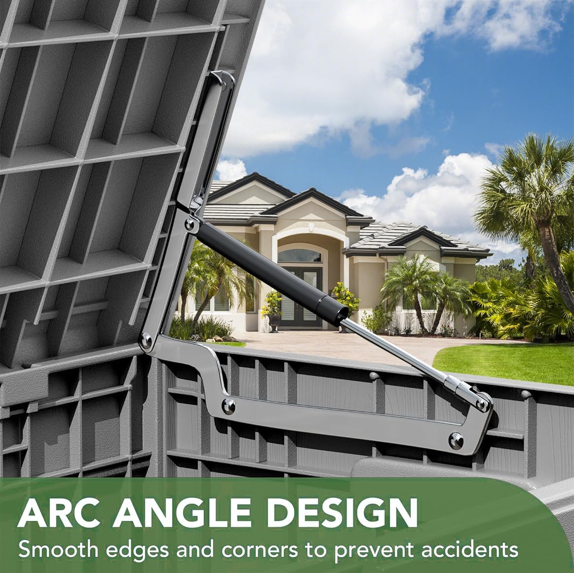 320L Lockable Resin Deck Box Waterproof Outdoor Storage Container for Patio Furniture Cushions & Pillows (Grey) - Grey image number 6