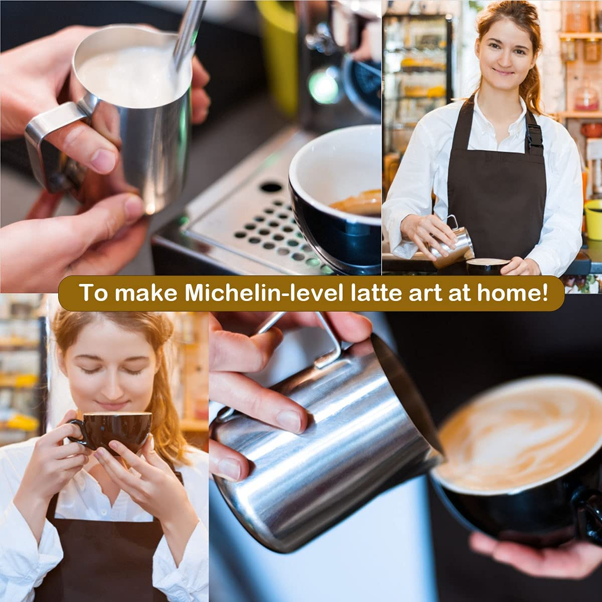 Milk Frothing Pitcher with Decorating Art Pen SUS304, Stainless Steel Milk Frother Cup Steaming Measurements inside for Espresso Machine Coffee Foam Making Cappuccino Latte Art (20 Oz/600 Ml) image number 3