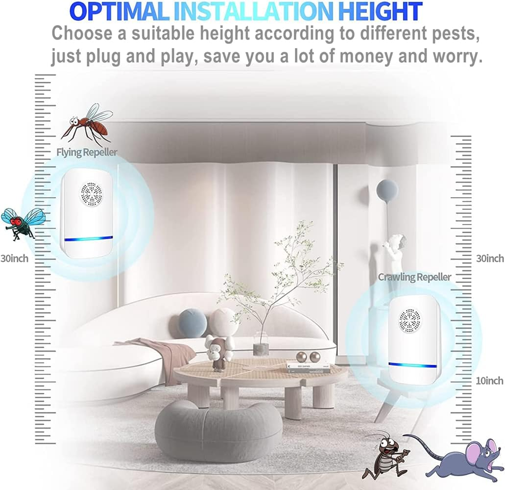 Ultrasonic Pest Repeller 4 Pack, Insect Control, Spider Repellent, Plug in Indoor Mouse Deterrent, anti Moths, Ants, Bed Bugs, Fleas, Cockroaches, Flies, Spider, Wasp (Classic 4 Pack) - Classic 2 Pack image number 6