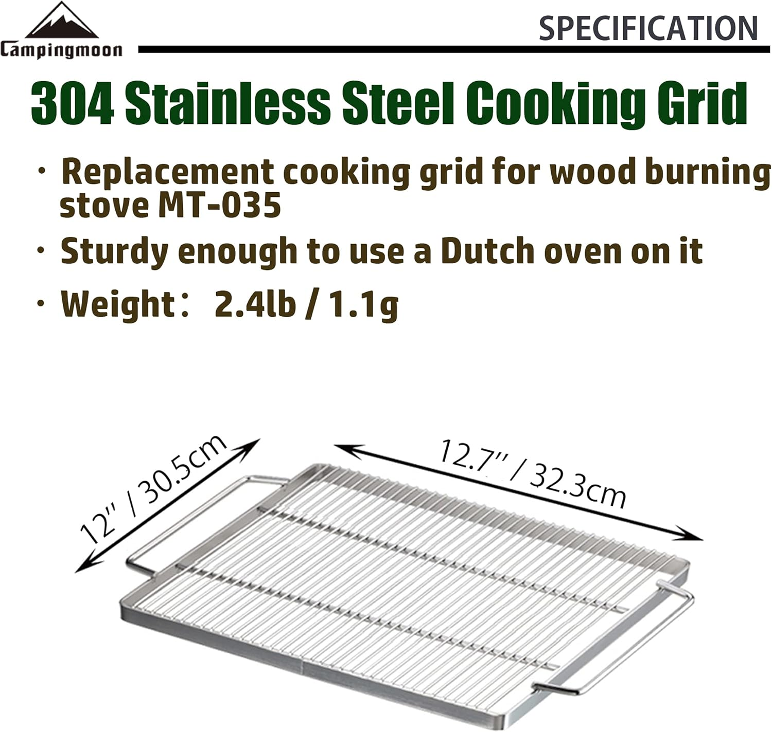 CAMPINGMOON Camping Cooking Grill for MT-035 (MT-035-W1)